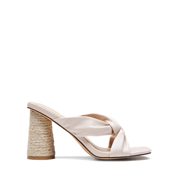 Square Toe Espadrille Heel Sandals - NUDE - 3